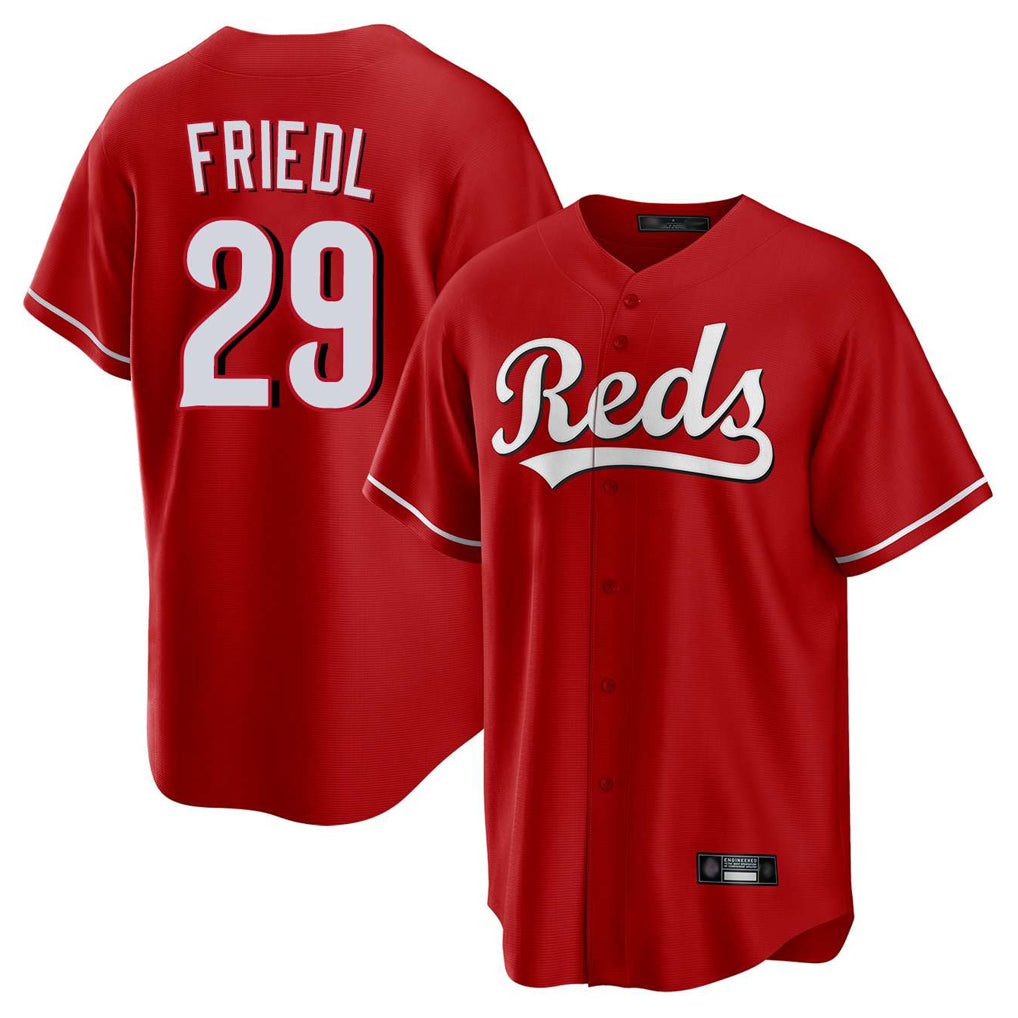 Elroe C.Reds #29 TJ Friedl Player Red Home Game Stitched Jerseys