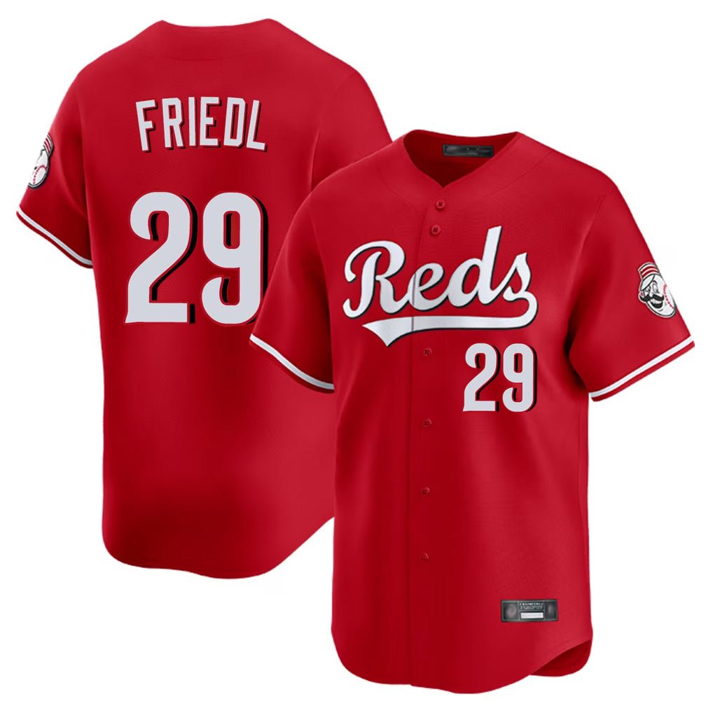 Elroe C.Reds #29 TJ Friedl Player Red Home Limited Stitched Jerseys