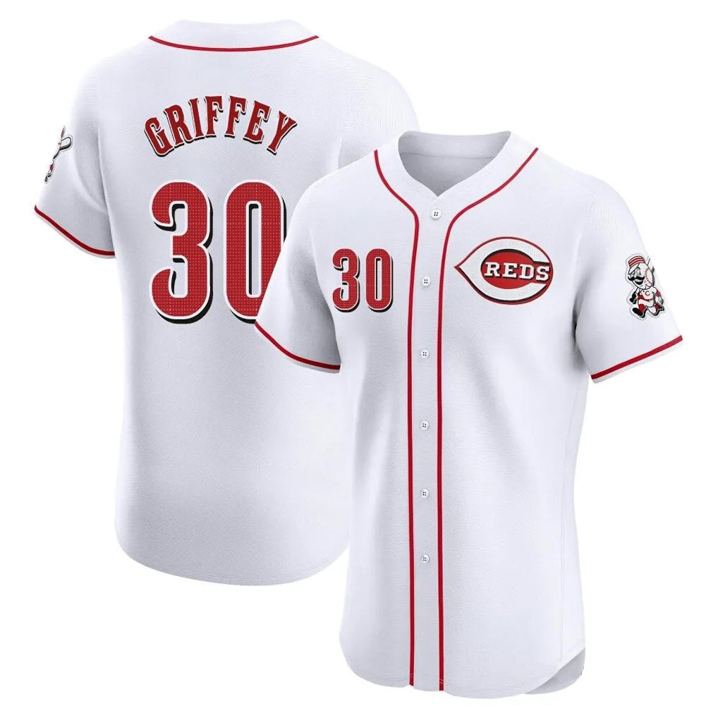 Elroe C.Reds #30 Ken Griffey Player White Limited Elite Home Stitched Jerseys