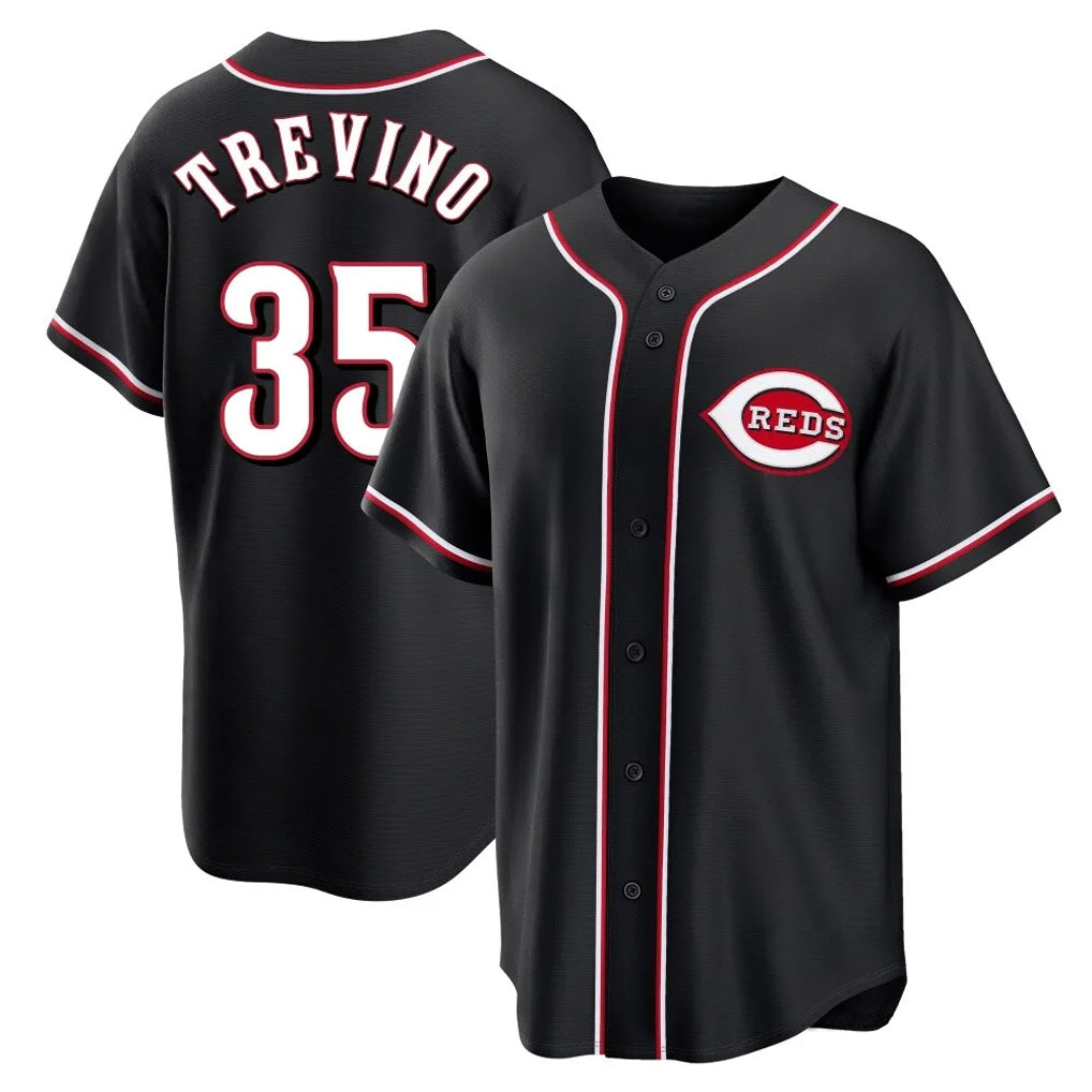 Elroe C.Reds #35 Jose Trevino Player Black Fashion Out Home Game Stitched Jerseys