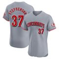 Elroe C.Reds #37 Tyler Stephenson Player Gray Limited Elite Home Stitched Jerseys