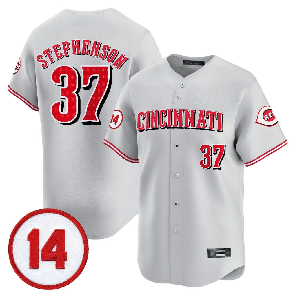 Elroe C.Reds #37 Tyler Stephenson Player Gray Vapor Premier Limited Home Stitched Jerseys