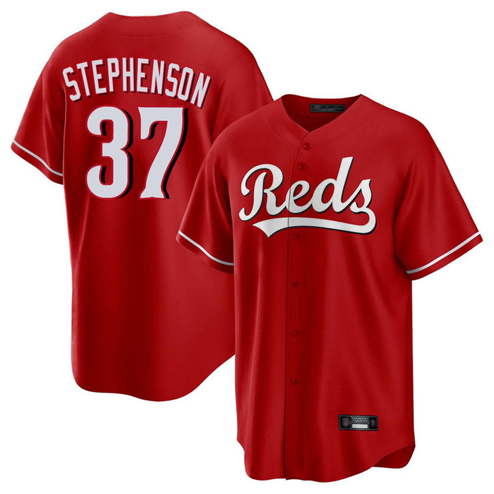 Elroe C.Reds #37 Tyler Stephenson Player Red Home Game Stitched Jerseys