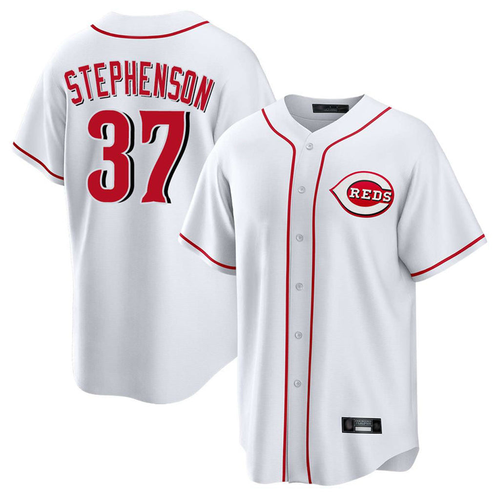 Elroe C.Reds #37 Tyler Stephenson Player White Game Home Stitched Jerseys