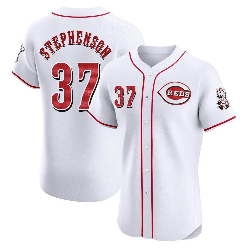 Elroe C.Reds #37 Tyler Stephenson Player White Limited Elite Home Stitched Jerseys