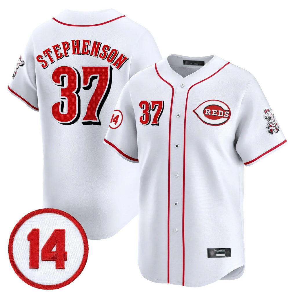 Elroe C.Reds #37 Tyler Stephenson Player White Vapor Premier Limited Home Stitched Jerseys