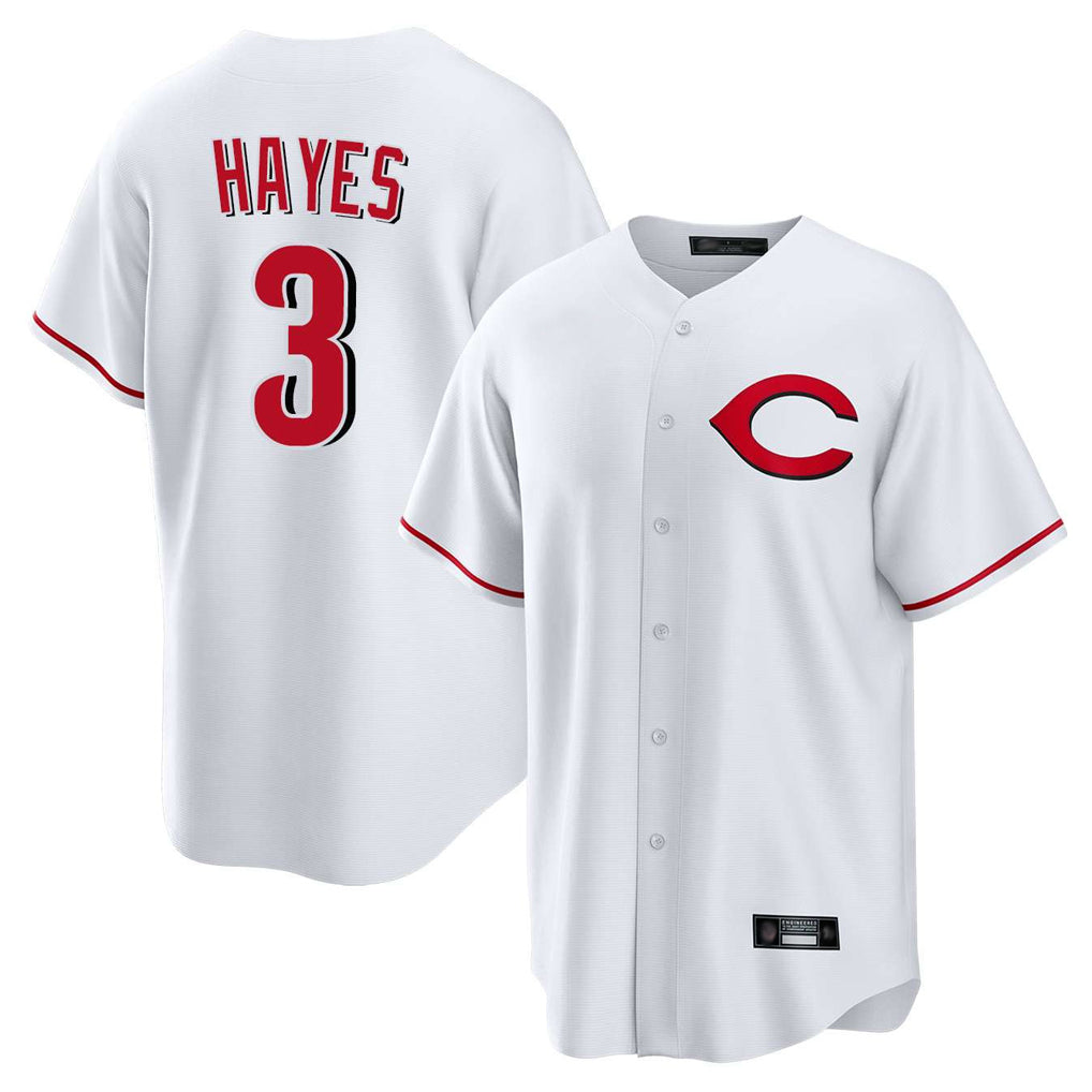 Elroe C.Reds #3 Ke'Bryan Hayes Player White Home Game Stitched Jerseys