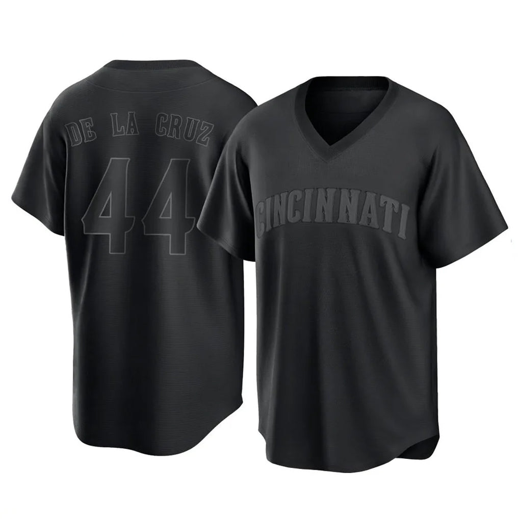 Elroe C.Reds #44 Elly De La Cruz Player Black T-shirt Game Home Stitched Jerseys