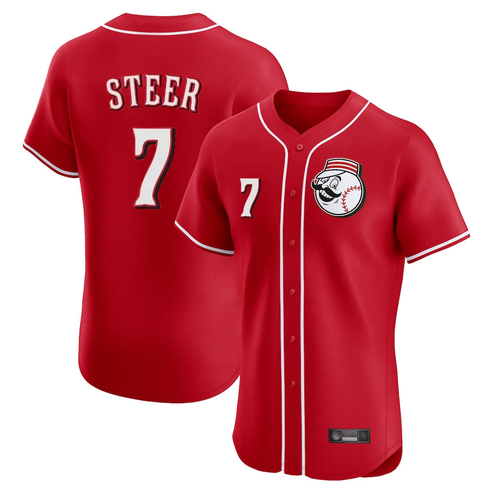 Elroe C.Reds #7 Spencer Steer Player Red Limited Elite Home Game Stitched Jerseys