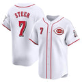 Elroe C.Reds #7 Spencer Steer Player White Home Limited Stitched Jerseys