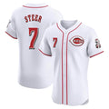 Elroe C.Reds #7 Spencer Steer Player White Limited Elite Home Stitched Jerseys