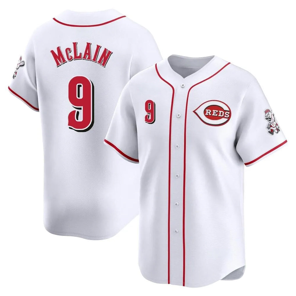 Elroe C.Reds #9 Matt McLain Player White Home Limited Stitched Jerseys