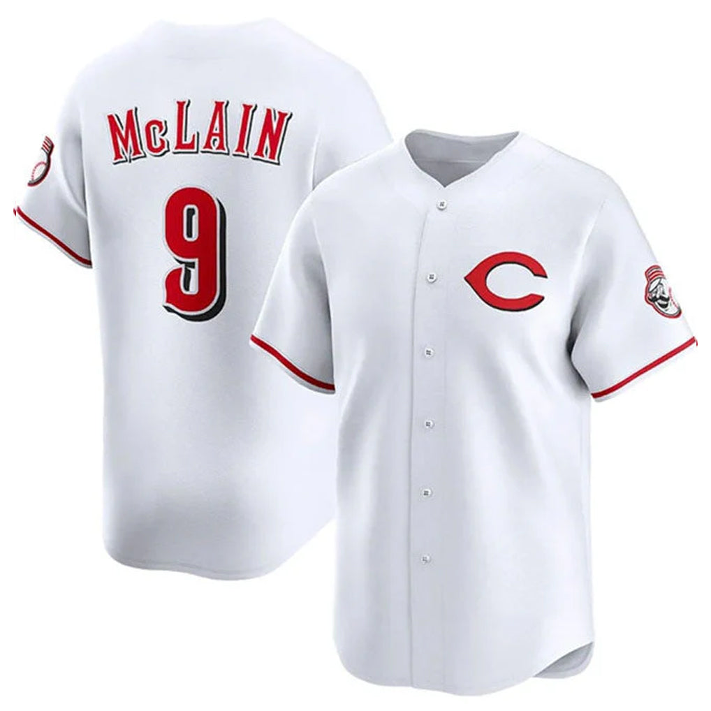 Elroe C.Reds #9 Matt McLain Player White Limited Home Stitched Jerseys