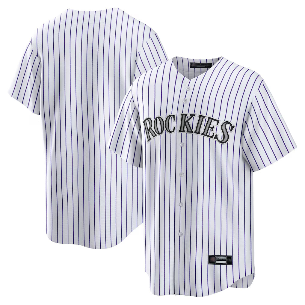 Elroe C.Rockies White Game Home Blank Player Stitched Jerseys