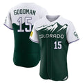 Elroe C.Rockies #15 Hunter Goodman Player Green City Connect Limited Elite Home Stitched Jerseys