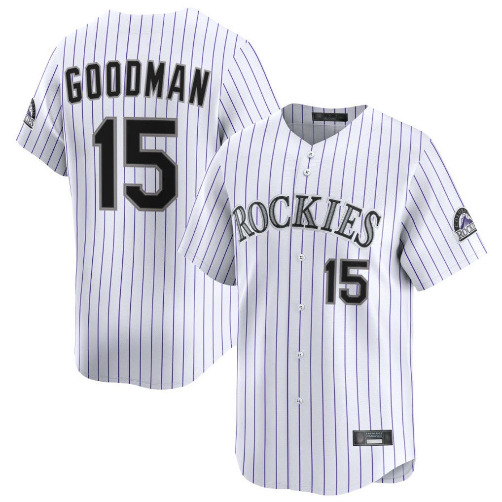 Elroe C.Rockies #15 Hunter Goodman Player White Limited Home Stitched Jerseys
