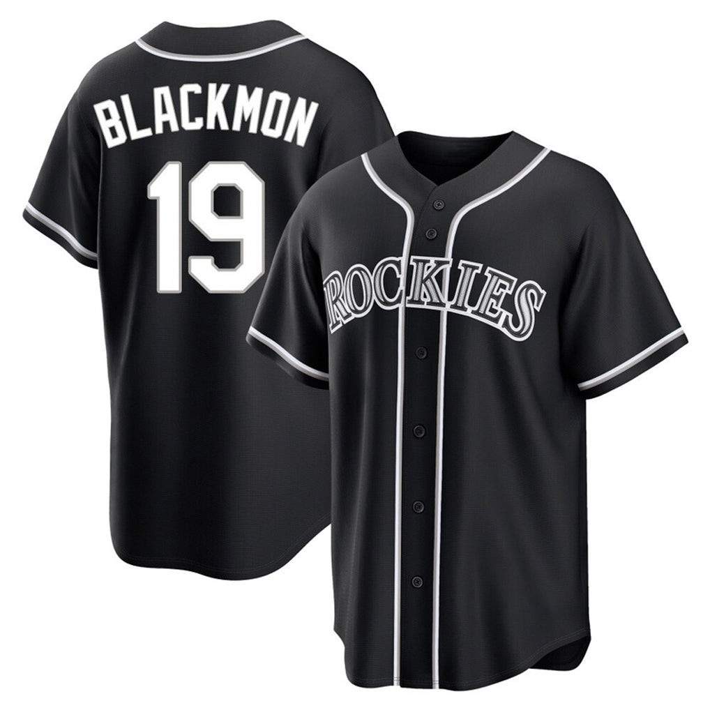 Elroe C.Rockies #19 Charlie Blackmon Player Black Fashion Out Home Game Stitched Jerseys