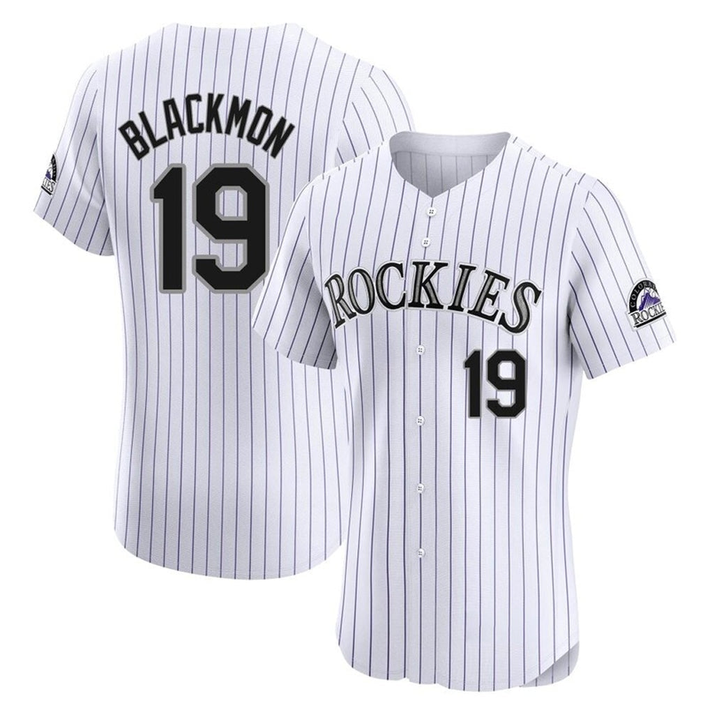Elroe C.Rockies #19 Charlie Blackmon Player White Limited Elite Home Stitched Jerseys