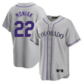 Elroe C.Rockies #22 Mickey Moniak Player Gray Game Home Stitched Jerseys