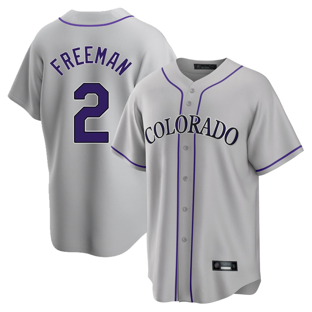 Elroe C.Rockies #2 Tyler Freeman Player Gray Game Home Stitched Jerseys