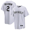 Elroe C.Rockies #2 Tyler Freeman Player White Game Home Stitched Jerseys