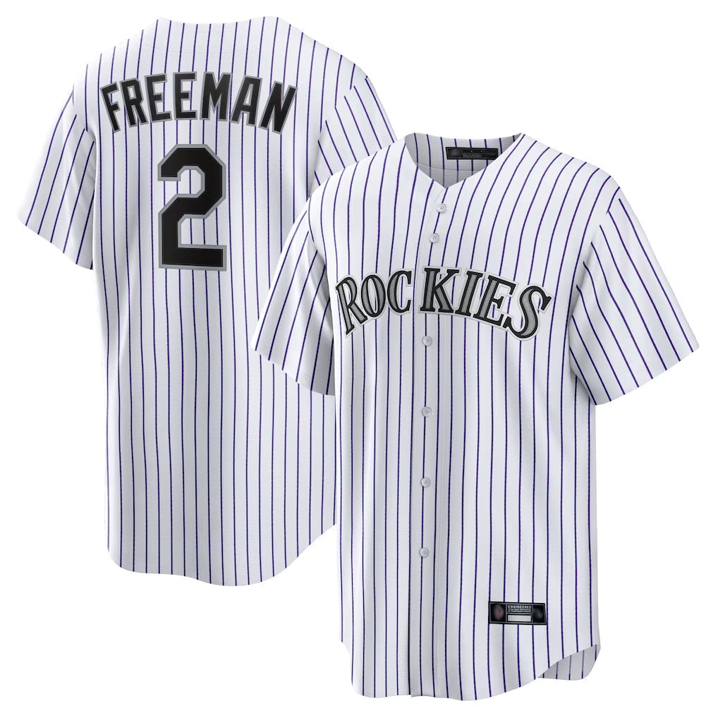 Elroe C.Rockies #2 Tyler Freeman Player White Game Home Stitched Jerseys
