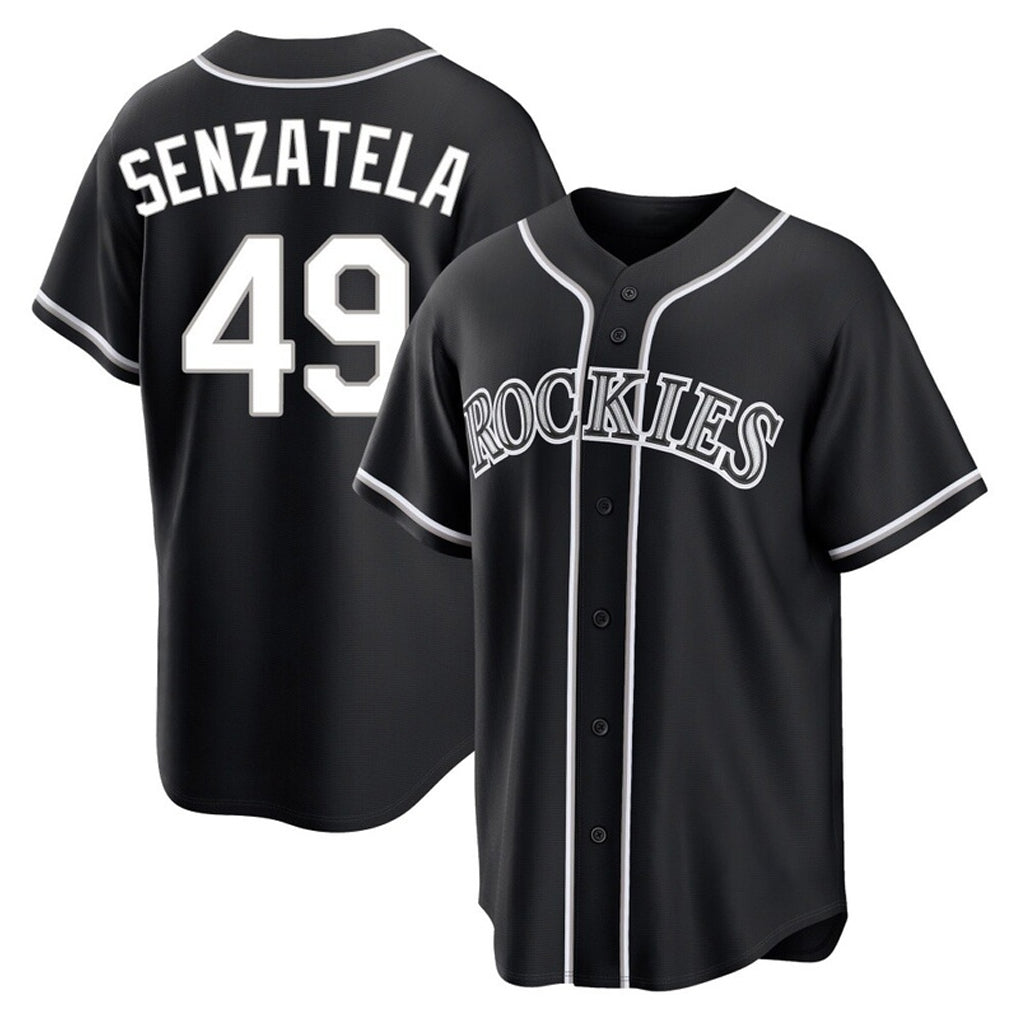 Elroe C.Rockies #49 Antonio Senzatela Player Black Fashion Out Home Game Stitched Jerseys