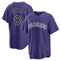 Elroe C.Rockies #8 Ryan Ritter Player Purple Game Home Stitched Jerseys