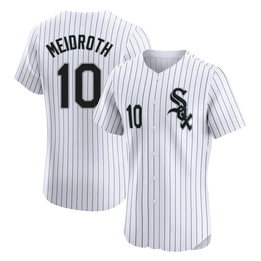 Elroe C.White Sox #10 Chase Meidroth Player White Stripe Limited Elite Home Stitched Jerseys