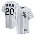Elroe C.White Sox #20 Miguel Vargas Player White Stripe Home Game Stitched Jerseys
