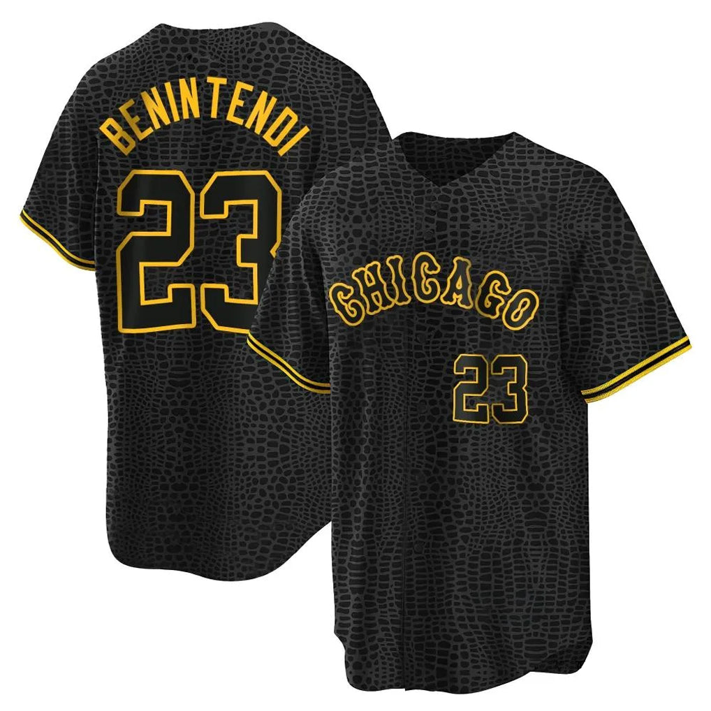 Elroe C.White Sox #23 Andrew Benintendi Player Black Snake Skin City Home Game Stitched Jerseys