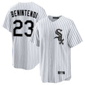 Elroe C.White Sox #23 Andrew Benintendi Player White Stripe Home Game Stitched Jerseys