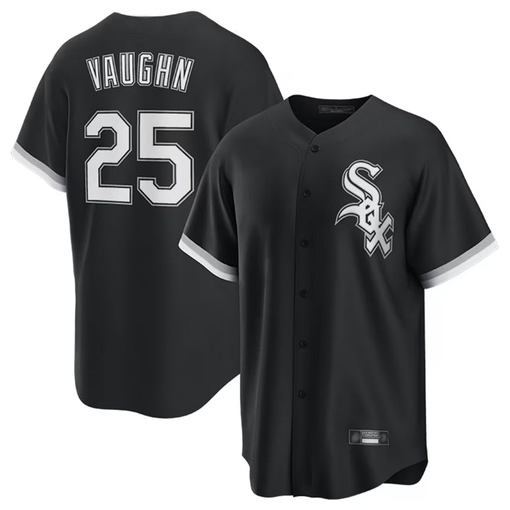 Elroe C.White Sox #25 Andrew Vaughn Player Black Home Game Stitched Jerseys