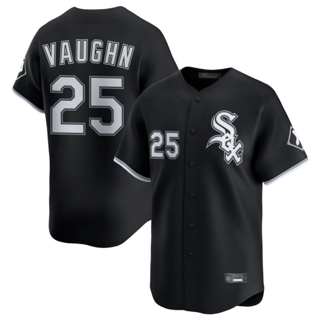 Elroe C.White Sox #25 Andrew Vaughn Player Black Limited Home Stitched Jerseys
