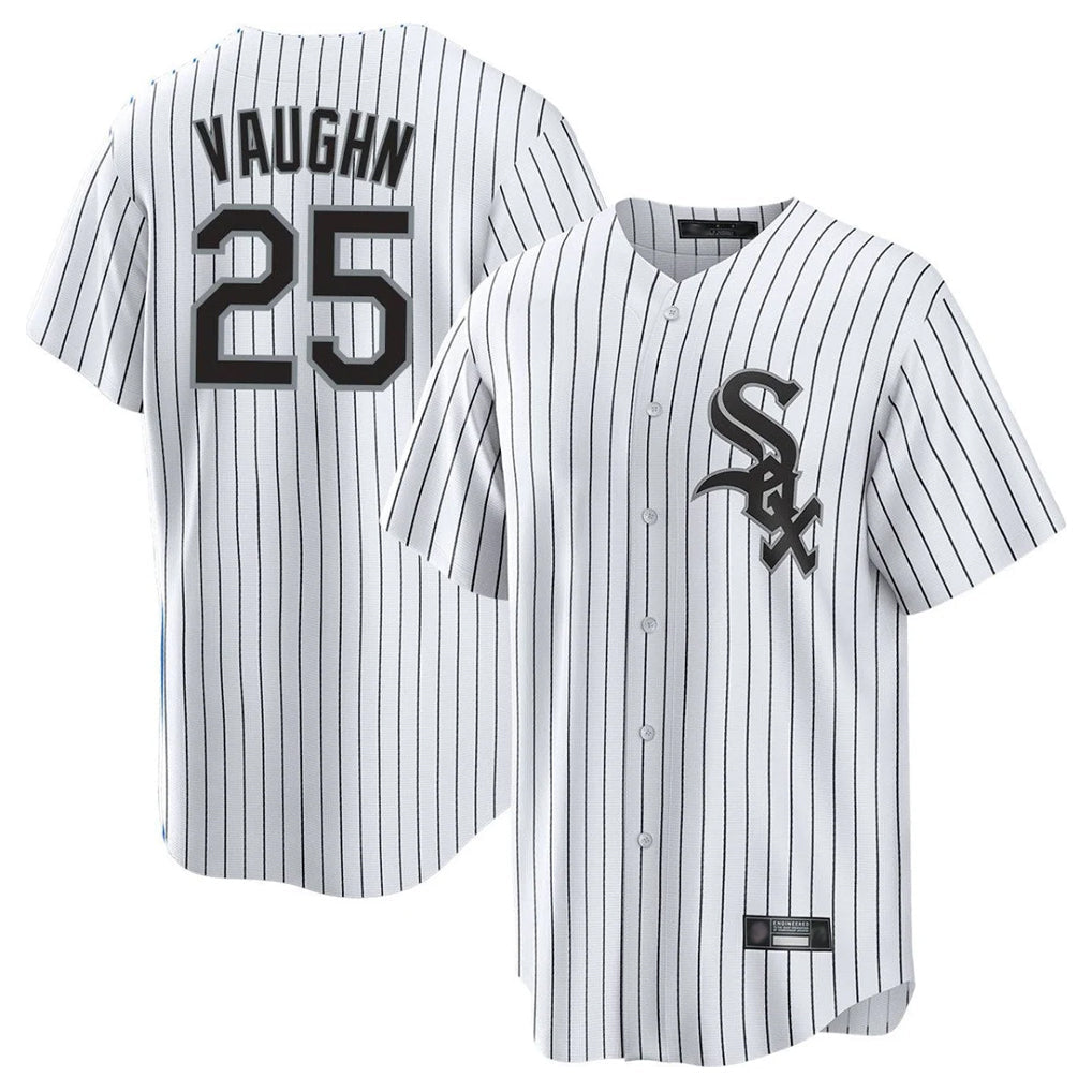 Elroe C.White Sox #25 Andrew Vaughn Player White Stripe Home Game Stitched Jerseys