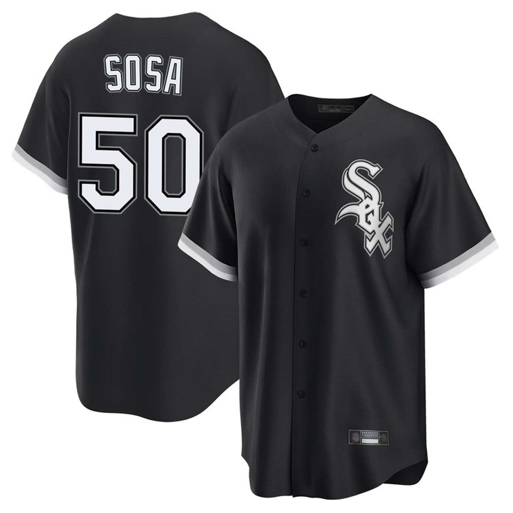 Elroe C.White Sox #50 Lenyn Sosa Player Black Home Game Stitched Jerseys