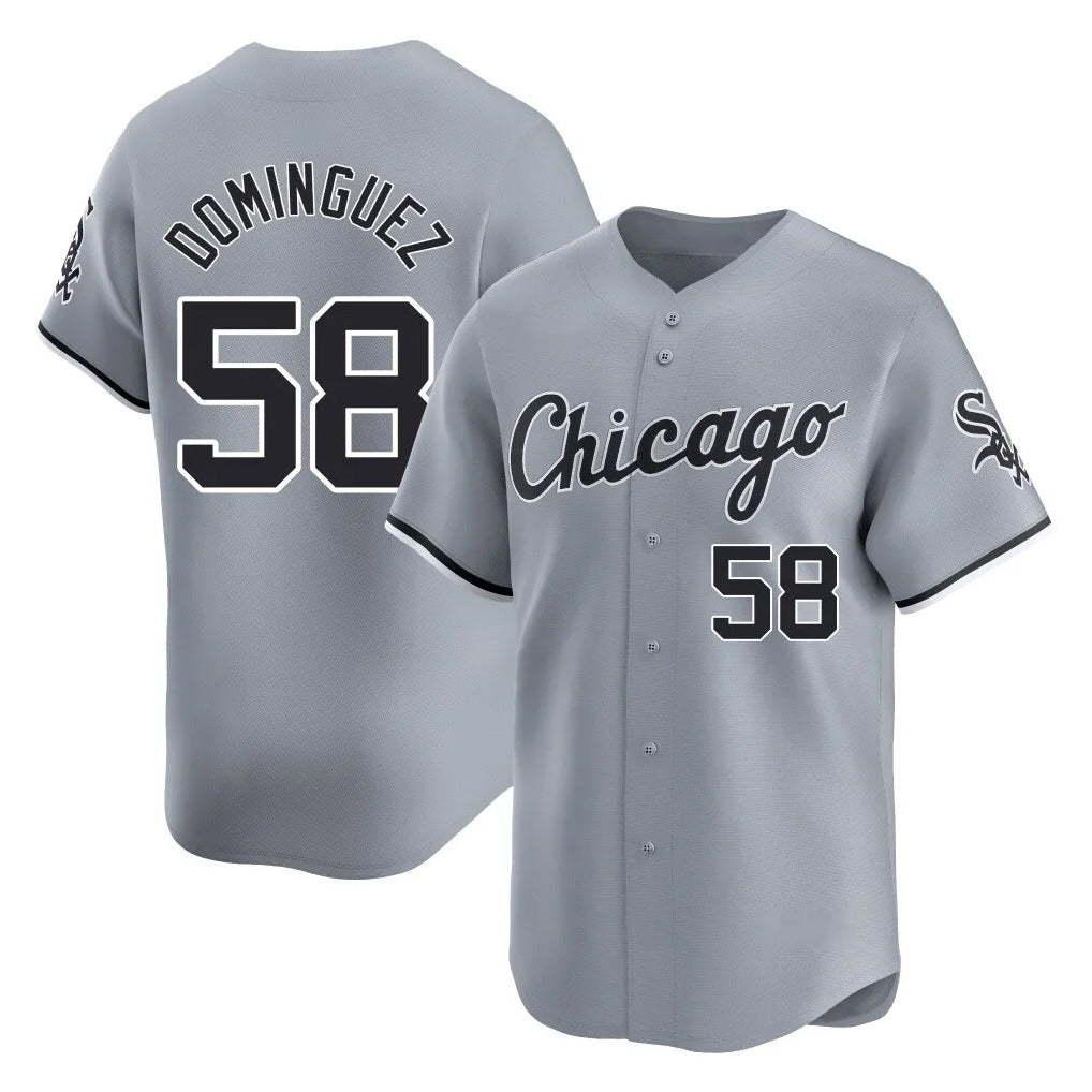 Elroe C.White Sox #58 Seranthony Dom¡§anguez Player Gray Road Limited Home Stitched Jerseys