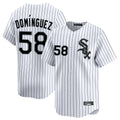 Elroe C.White Sox #58 Seranthony Dom¡§anguez Player White Stripe Limited Home Stitched Jerseys