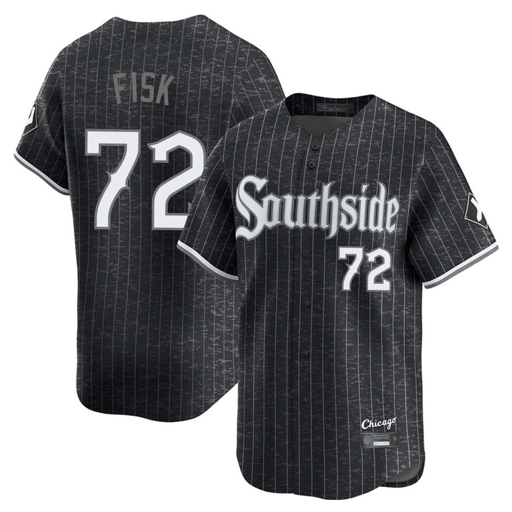 Elroe C.White Sox #72 Carlton Fisk Player Black City Connect Limited Home Stitched Jerseys