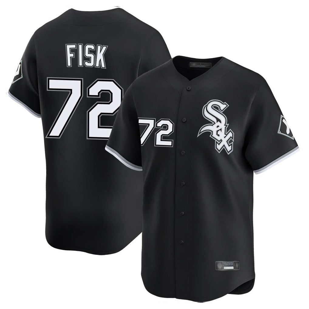 Elroe C.White Sox #72 Carlton Fisk Player Black Limited Home Stitched Jerseys