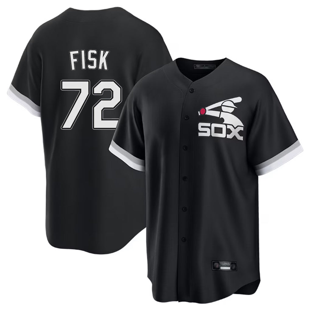 Elroe C.White Sox #72 Carlton Fisk Player Black Spring Training Game Stitched Jerseys