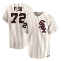 Elroe C.White Sox #72 Carlton Fisk Player Cream Cooperstown Collection Limited Home Stitched Jerseys