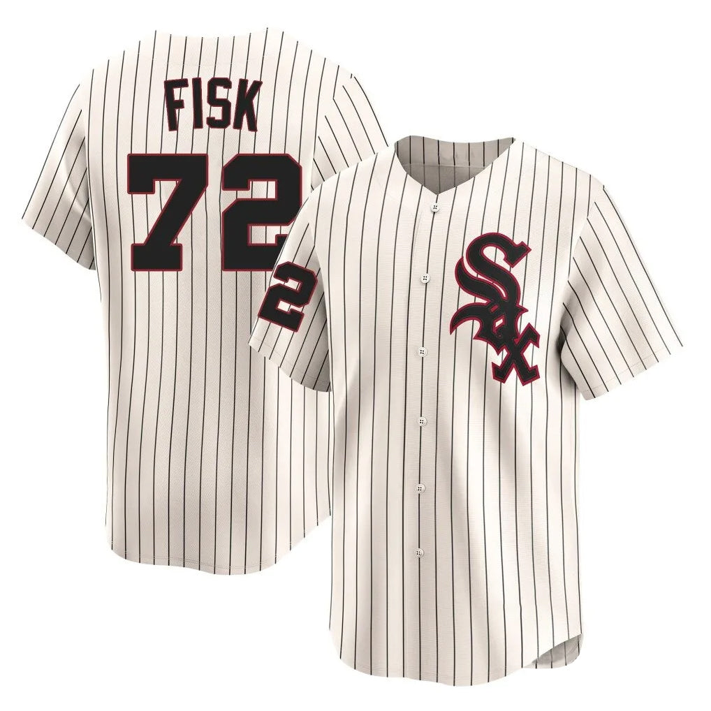 Elroe C.White Sox #72 Carlton Fisk Player Cream Cooperstown Collection Limited Home Stitched Jerseys