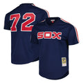 Elroe C.White Sox #72 Carlton Fisk Player Navy Mitchell & Ness Cooperstown Collection Mesh Game Stitched Jerseys