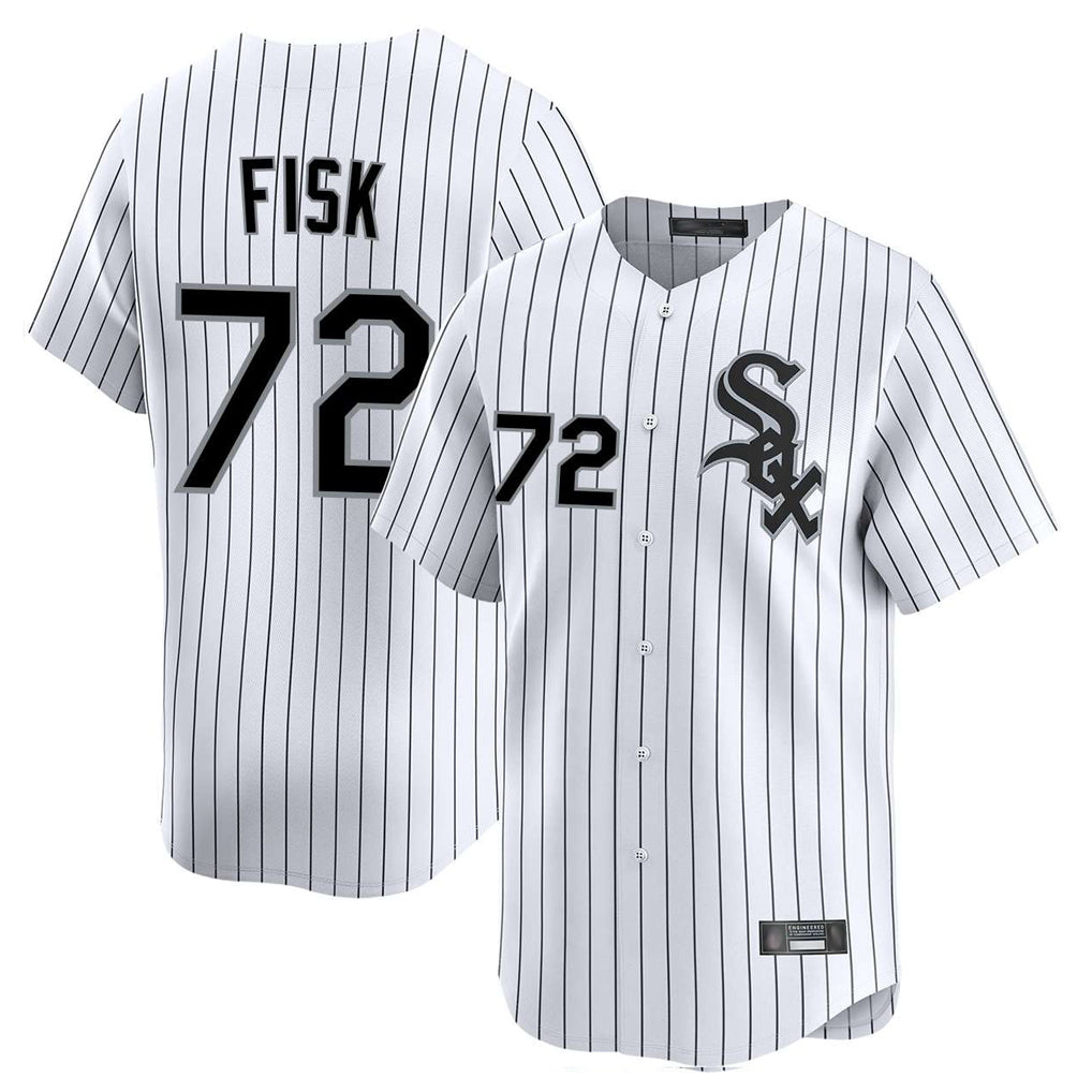 Elroe C.White Sox #72 Carlton Fisk Player White Stripe Limited Home Stitched Jerseys