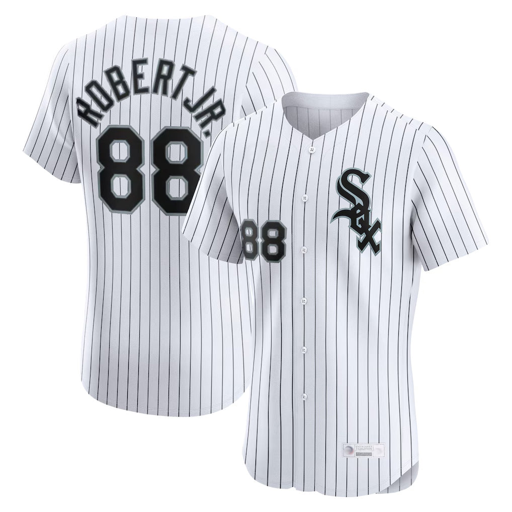 Elroe C.White Sox #88 Luis Robert Jr Player White Stripe Limited Elite Home Stitched Jerseys