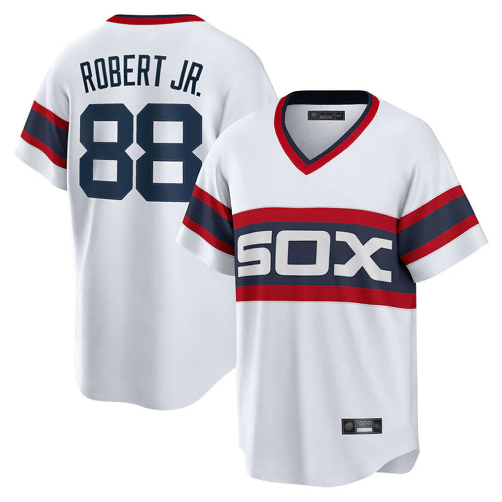 Elroe C.White Sox #88 Luis Robert Jr Player White T-shirt Home Game Stitched Jerseys