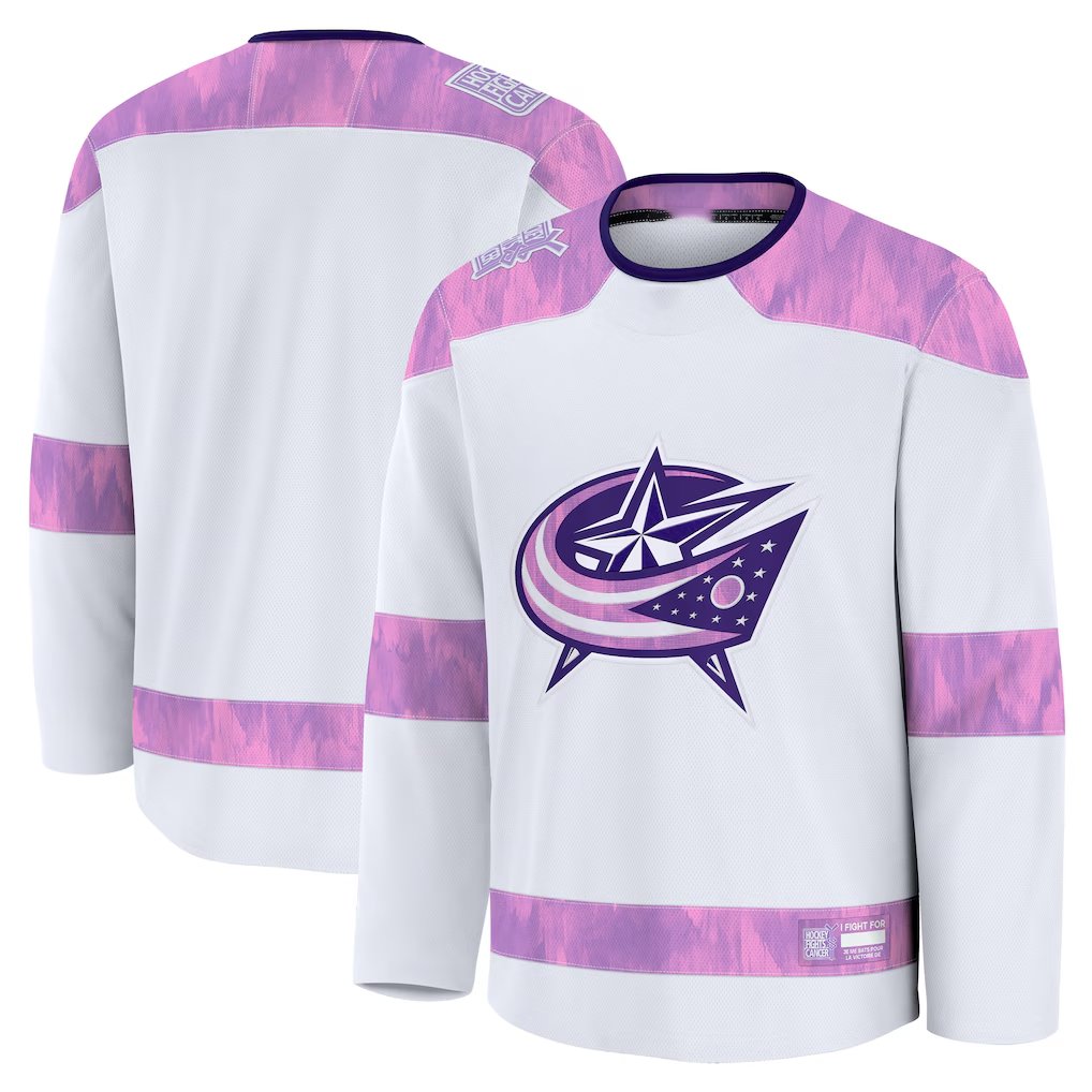 Elroe CB.Jackets White 2024 Hockey Fights Cancer Practice Jersey