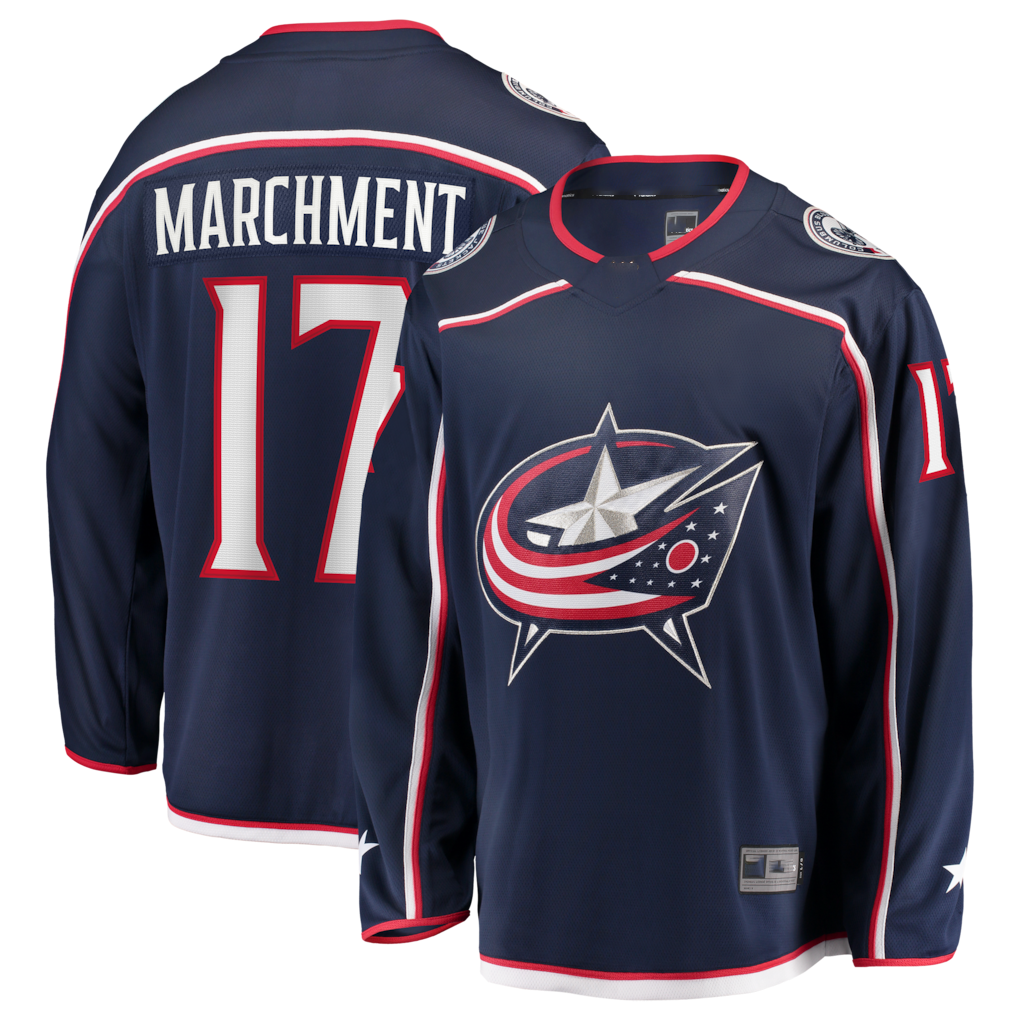 Elroe CB.Jackets #17 Mason Marchment Navy Home Premier Breakaway Player Jersey