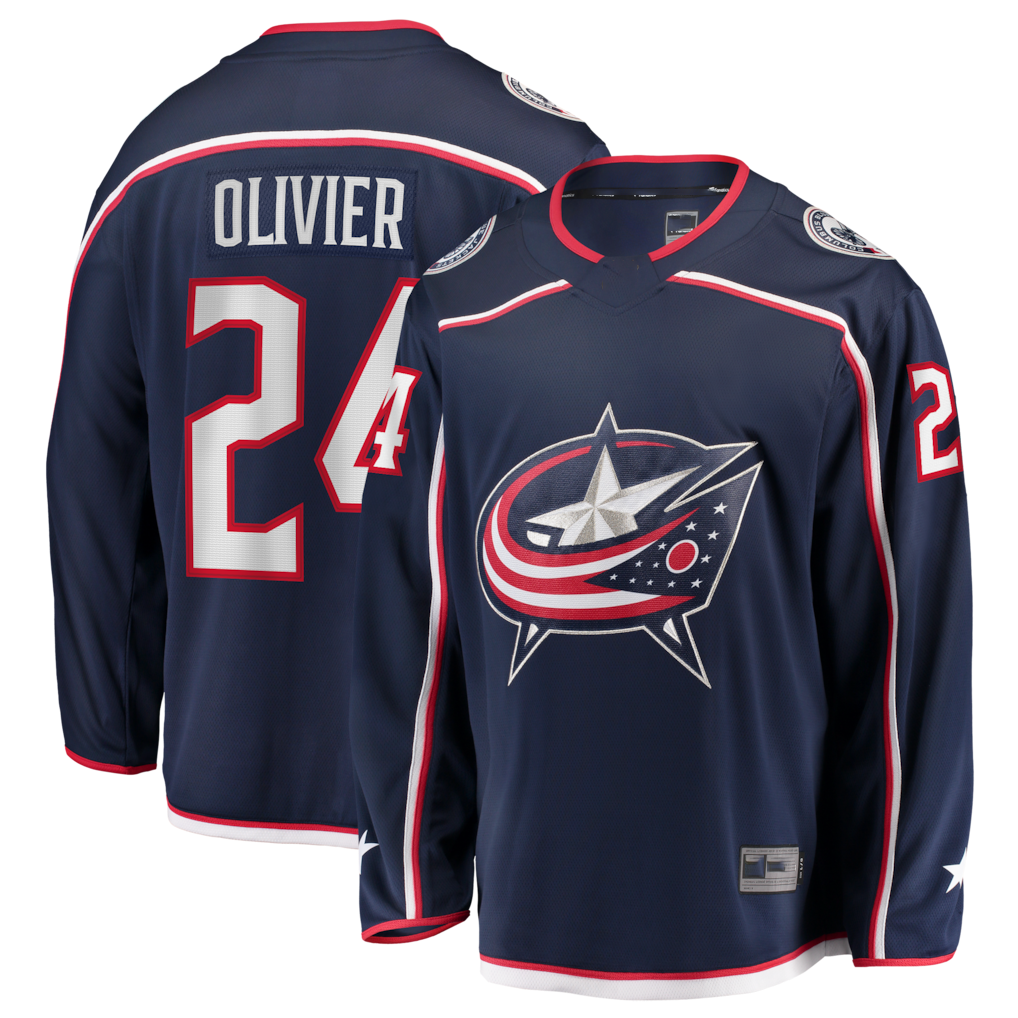 Elroe CB.Jackets #24 Mathieu Olivier Navy Home Breakaway Jersey